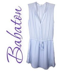 BABATON Benedict 100% Silk Mini Dress in Baby Blue, Size XS